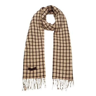 鹿王女士羊绒缩绒千鸟格围巾披肩两用圣诞风保暖围脖氛围秋冬新款