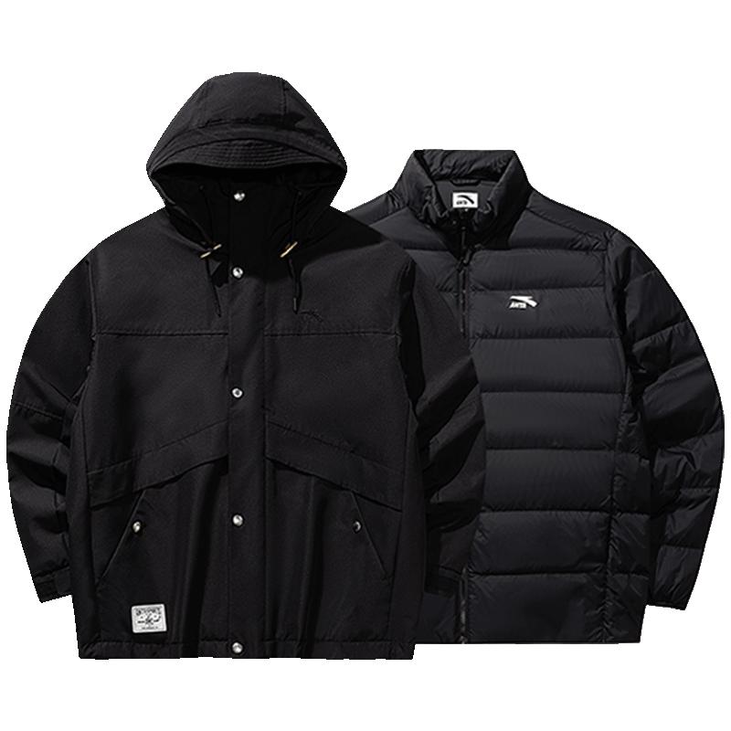 安踏羽绒服内胆三合一外套男防泼水运动夹克上衣两件套152548614