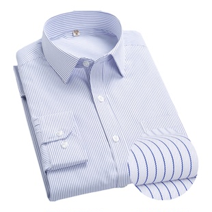 秋季男士衬衫长袖农业建设中国工商银行职业装工装蓝色藏青色条纹