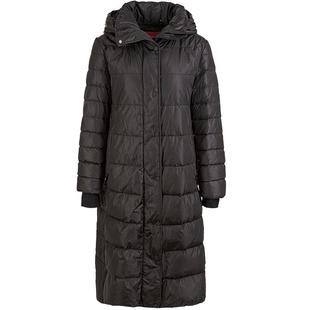 名师路羽绒服女款新款白鸭绒长款连帽直筒尼丝纺新款时尚