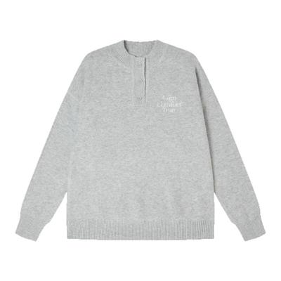 吕小虎仿牛绒立领毛衣刺绣慵懒风