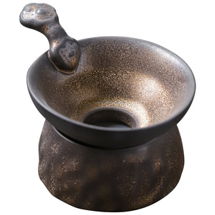 尚岩复古陶瓷茶漏茶滤中式鎏金茶水过滤创意滤茶器茶渣过滤网个性