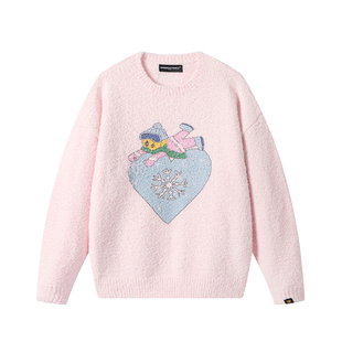 Dangerouspeople薛之谦dsp趣味印花针织衫冬季情侣宽松圆领毛衣