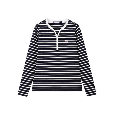 ELLEActive薄款法式条纹长袖T恤