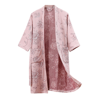 新中式纯棉纱布浴袍男女情侣睡袍