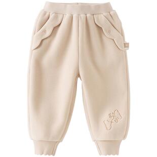 戴维贝拉童装儿童裤子针织加绒2026冬装新款女童摇粒绒束脚裤A类