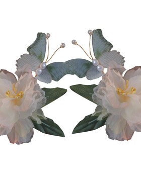 古风绢纱花朵发夹手工