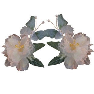 古风原创绢花发饰纯手工温柔暖色复古手工牡丹烫花发夹汉服头饰