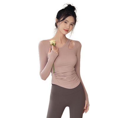 Ackdcs性感瑜伽上衣女带胸长袖垫