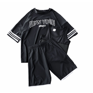 泳衣中性夏束胸大码游泳泳装女夏季绷带温泉分体运动宽松短袖