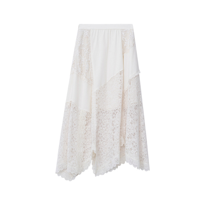 CAREMIND蕾丝拼接不规则半身裙