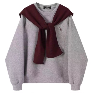 小众设计感情侣装春秋季2025韩版长袖卫衣女连衣裙法式一裙一衣潮