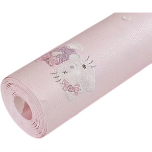 自粘无纺布墙纸温馨女孩粉色卡通贴纸儿童卧室家用加厚3d背景壁纸