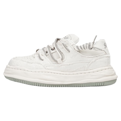 白色隐形增高7CM帆布板鞋小众原创厚底溶解鞋男女情侣休闲面包鞋