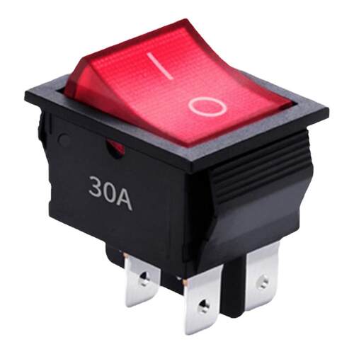 上开 30A船型开关带灯KCD2大电流功率翘板船形电源开关4/6脚 250V