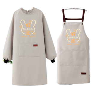 围裙长袖防水防油罩衣女网红新款2026可爱冬季厨房家用时尚工作服