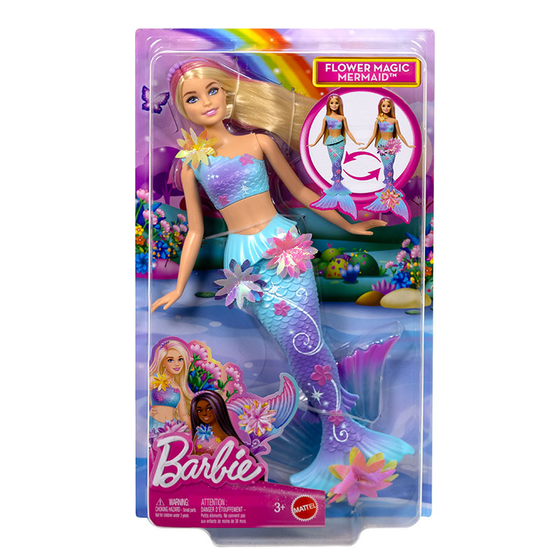 芭比娃娃Barbie梦幻花朵美人鱼童话系列女孩穿搭玩具互动体验