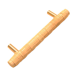 硕南北欧日式创意藤编柜门黄铜把手衣柜橱柜抽屉衣柜门长拉手