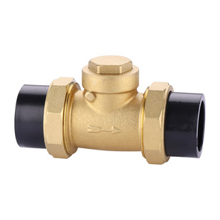 PE止回阀铜卧式双活接单向阀自来水水管热熔逆止阀4分6分DN20/25