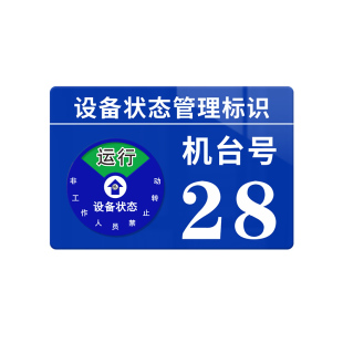 设备状态管理标识牌亚克力机器编号牌强磁设备运行检修维护停机设备注塑机台序号标志牌车间机器数字号提示牌