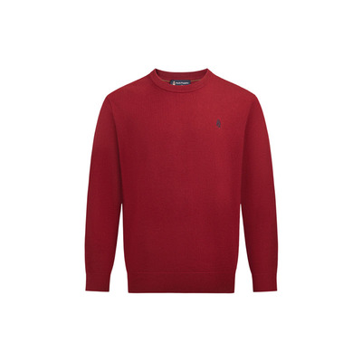 暇步士男装新年红绵羊毛套头毛衣