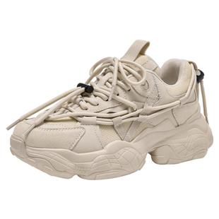 BeauToday厚底老爹鞋女2025年新款秋季鞋子女鞋增高鞋白色运动鞋