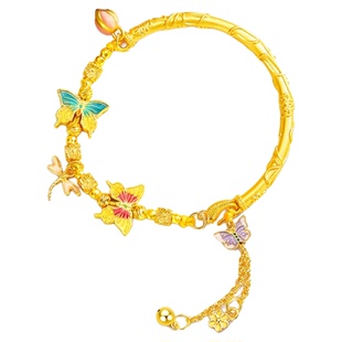 vana银手镯珐琅蝴蝶手链女款足银镯子2025新款999纯银手镯女纯银