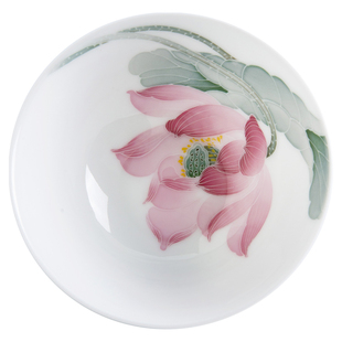 千红窑釉下手绘荷花内画普耳杯醴陵茶具主人杯功夫茶杯陶瓷礼品