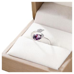 旭平紫色郁金香花卉时尚开口易搭气质简约戒指指环可轻微调节