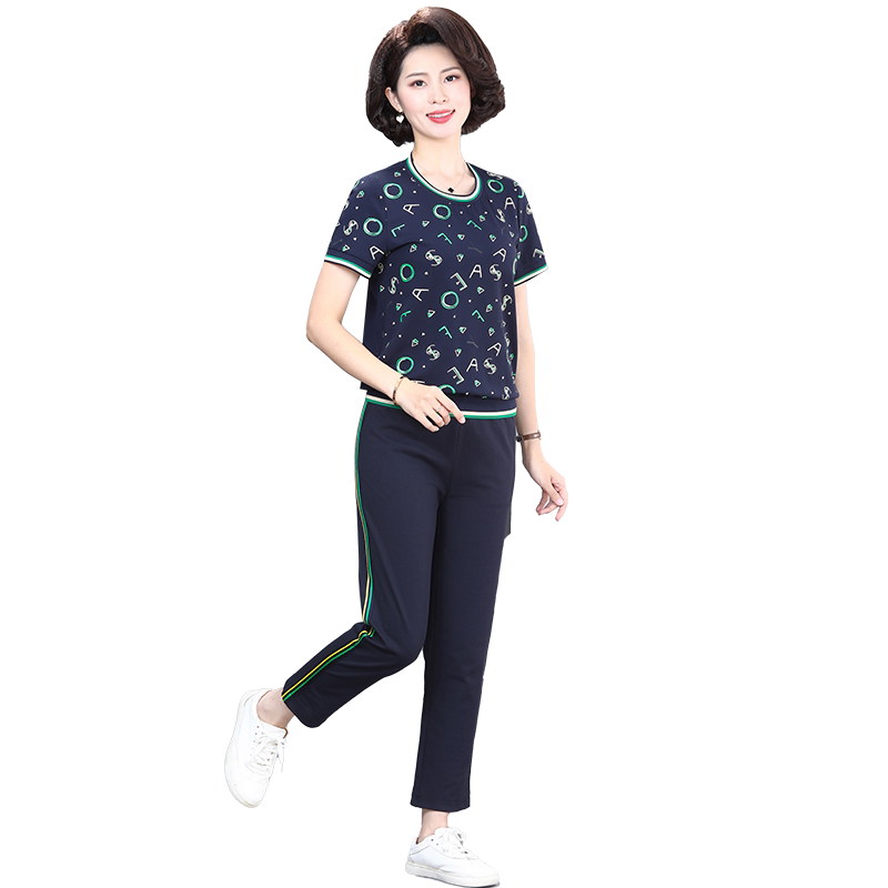 中年妈妈夏季休闲时尚两件套装