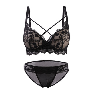 内衣女性感蕾丝新款小胸聚拢显大收副乳防下垂调整型文胸套装夏季