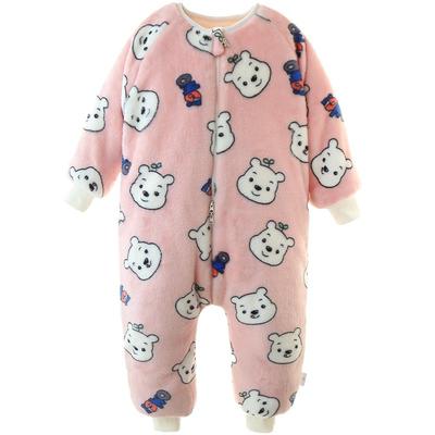 秋冬季加绒加厚爬服婴儿连体睡衣