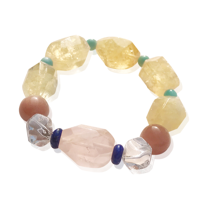 承包你的幸运 | 纵横决断七彩水晶草莓晶青金石黄水晶不规则手链