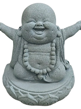 青砂石弥勒佛桌面茶宠居家装饰摆件鱼缸假山造景送礼