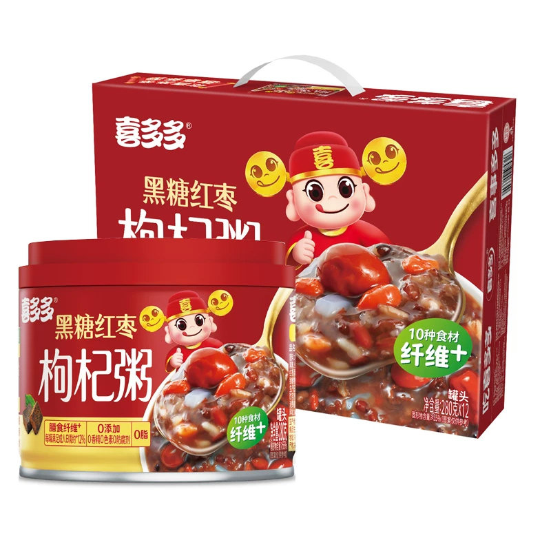 喜多多黑糖红枣枸杞粥整箱速食粥营养早餐速食代餐即食免煮食品