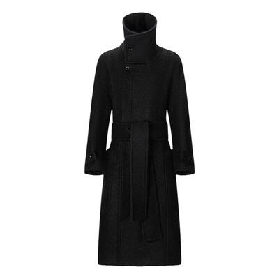 BALIANG「捌樑」 玛'Mah' 大翻领暗门襟羊羔毛大衣冬季毛呢外套