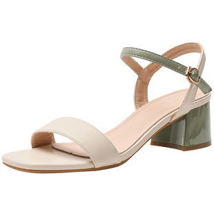 时装气质凉鞋女夏仙女风中跟粗跟2025年新款女鞋一字扣带高跟爆款