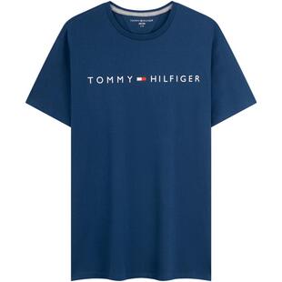 Tommy26春夏新款男装纯棉休闲通勤标语印花纯色圆领短袖上衣T恤