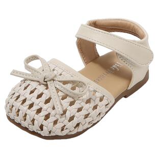 夏季款宝宝凉鞋女童公主鞋小女孩编织包头皮鞋软底学步婴幼儿鞋子