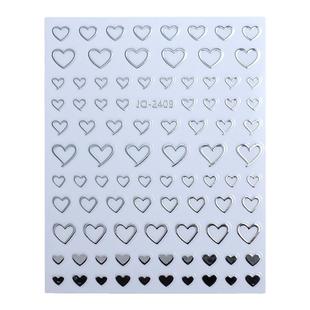 网红液态金属银美甲贴纸星芒爱心月亮四角星小图案背胶指甲装饰品