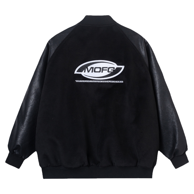 mofg立领春秋冬宽松拼接棒球服