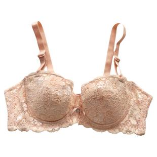 12胸罩超薄大胸显小文胸白色蕾丝半杯内衣女无海绵薄款有钢圈bra
