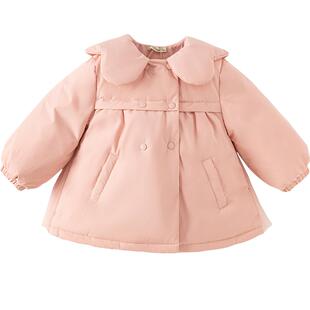 戴维贝拉女童羽绒服冬装新款童装儿童轻薄羽绒风衣外套抗菌绒