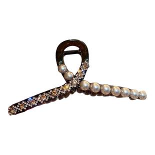 闪钻优雅珠珠镶钻抓夹女高级气质闪耀后脑勺盘发夹百搭鲨鱼夹子