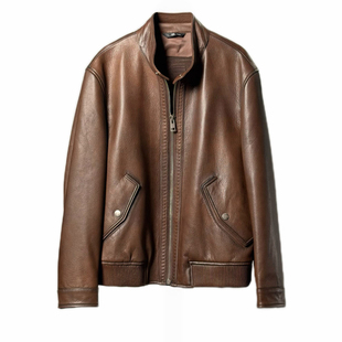 年底清仓男装皮衣小立领羊皮外套简约百搭保暖冬季小个子真皮夹克