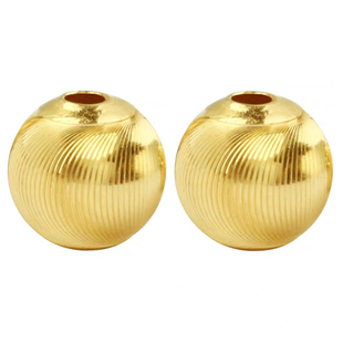 18K金猫眼珠镭射菠萝切面车花空心间隔珠小金珠子散珠diy手链配件