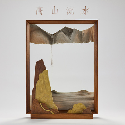 马鹿高山流水高档流沙画装饰摆件客厅办公室长辈领导老师退休礼物