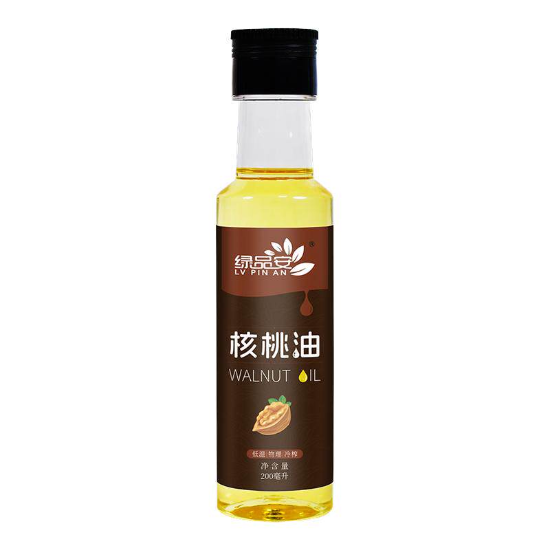 绿品安核桃油200ML压榨一级冷榨凉拌热炒食用油辅食油月子油