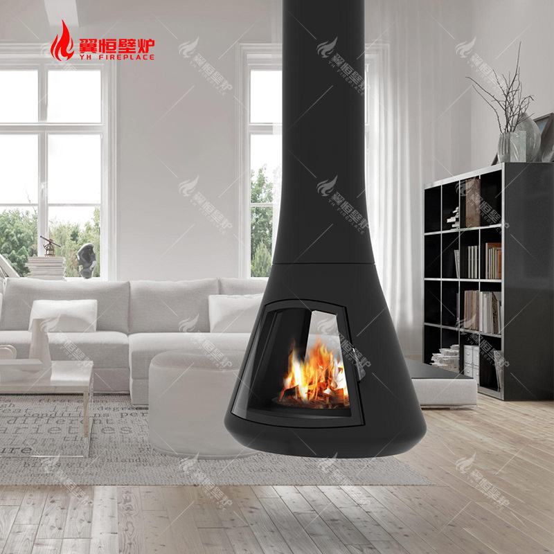 悬挂式壁炉真火燃木酒精取暖器现代法式别墅客厅吊挂火炉装饰节能