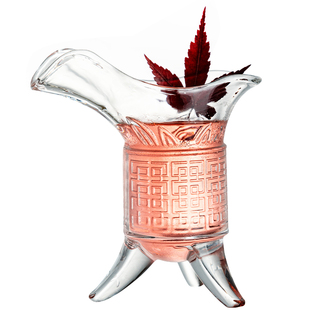 磨砂渐变黑帝王杯创意仿古爵杯家用复古秦始皇奶茶杯古代玻璃杯子